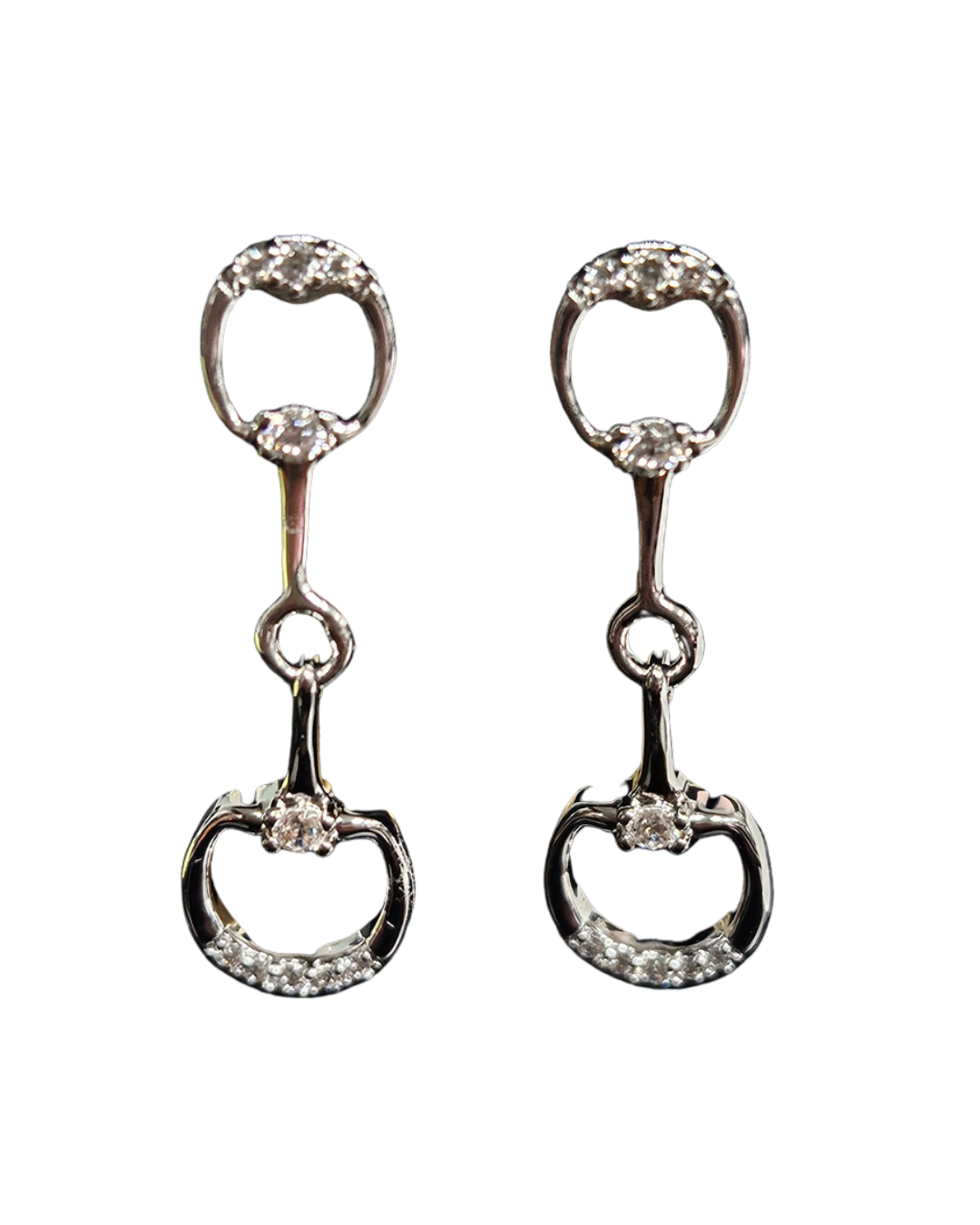 Brass Dangle Bit Earrings with Stones