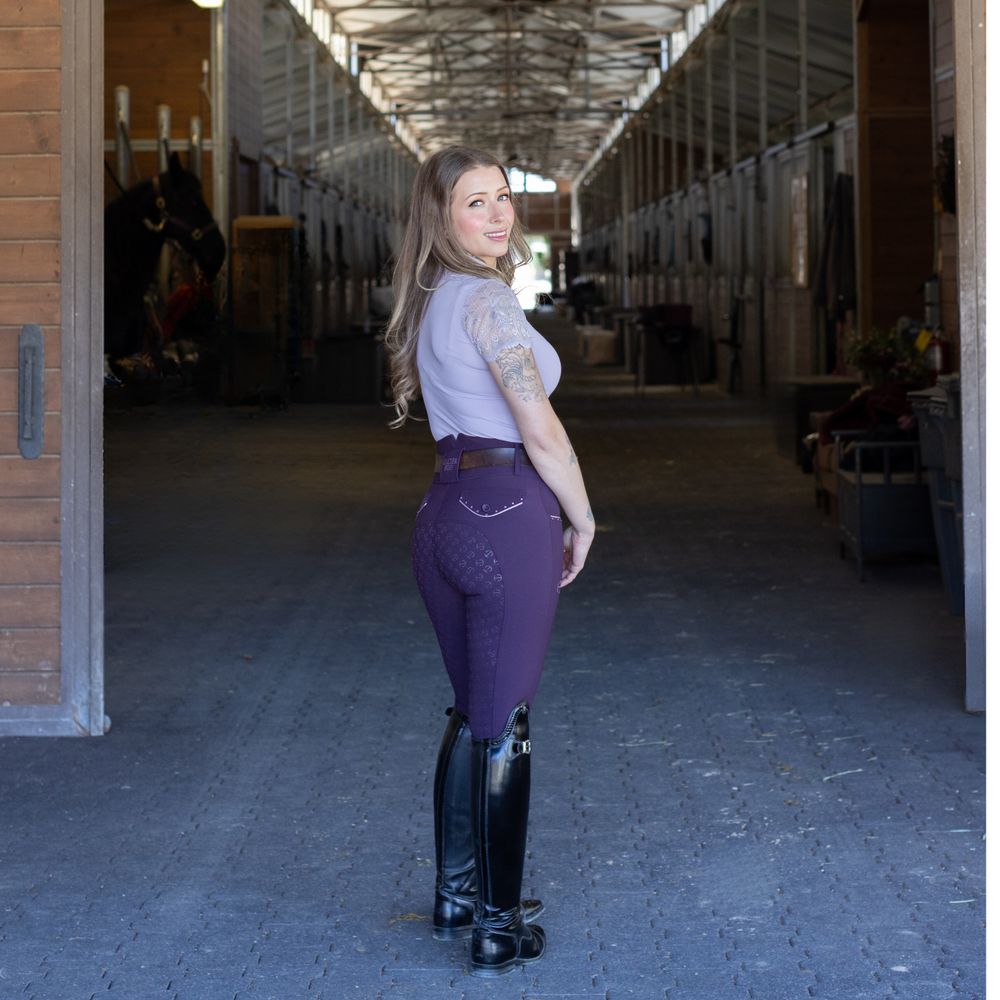 Evolution Full Seat Breeches - Dark Plum - HIGH WAIST - Equine Exchange Tack Shop