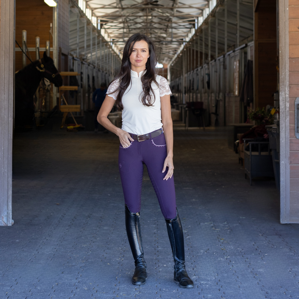 Evolution Full Seat Breeches - Dark Plum - MID WAIST - Equine Exchange Tack Shop
