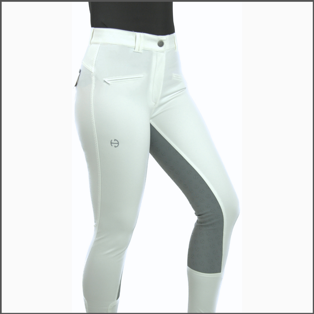 Megan Full Seat Competition Breeches - White with Grey Seat - Equine Exchange Tack Shop