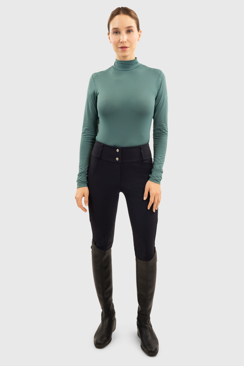 Venti Womens Mock Neck Perforated Long Sleeve Technical Shirt - Equine Exchange Tack Shop