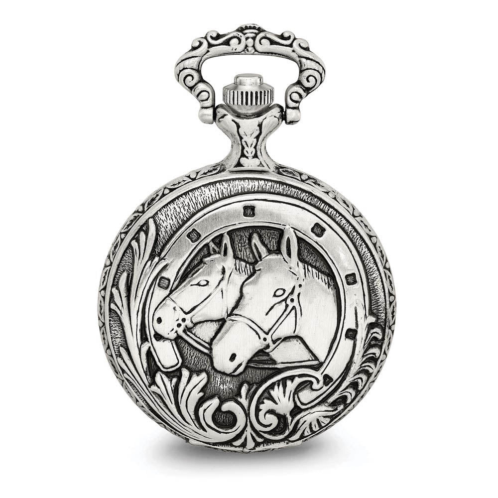 Charles Hubert Antiqued Finish Horses Pocket Watch - Equine Exchange Tack Shop