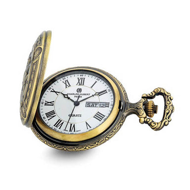 Charles Hubert Antique Gold Finish 2 Horses Pocket Watch - Equine Exchange Tack Shop