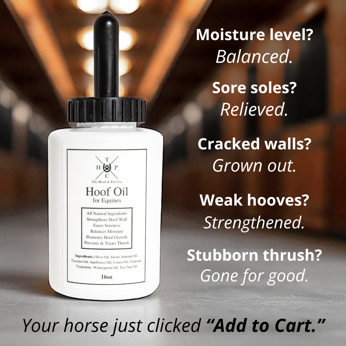 All Natural Hoof Oil - for Horses - 16oz  