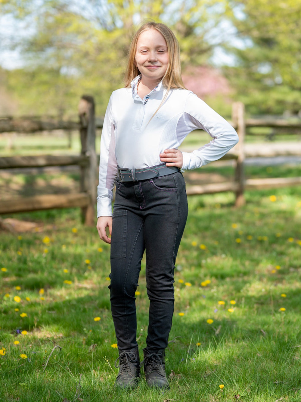 Girl's Denim Knee Patch Tread Breech - Equine Exchange Tack Shop