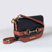 Saratoga- Horse Bit Crossbody Luxury Leather Handbag in Cognac on Black - Equine Exchange Tack Shop