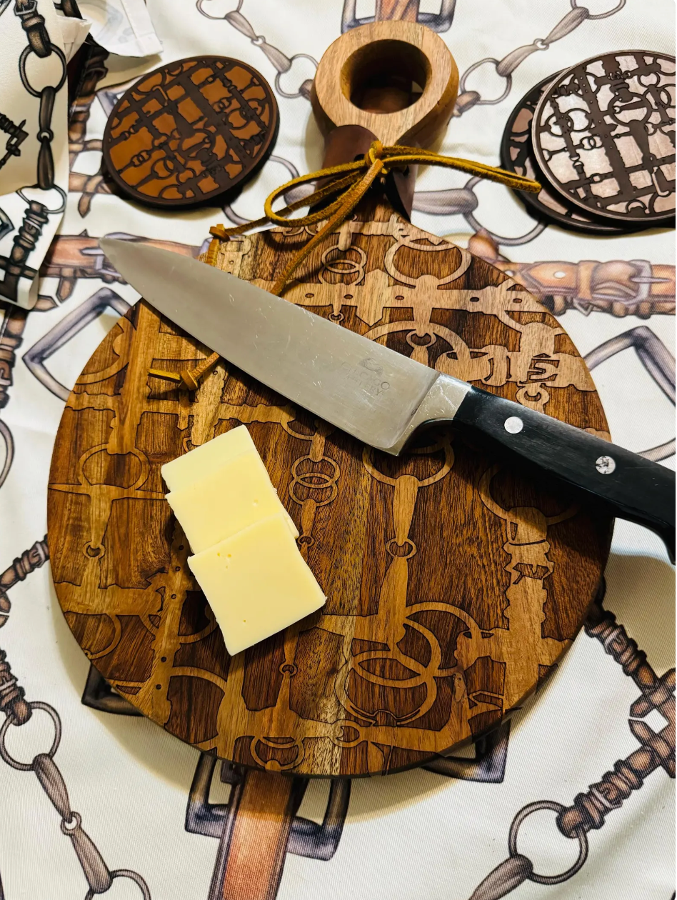 Round Snaffle Bit Engraved Charcuterie Board - Equine Exchange Tack Shop