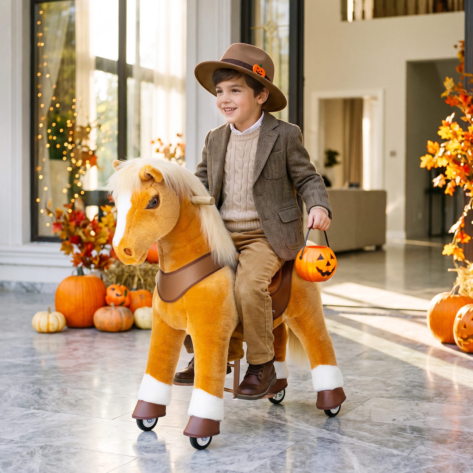 Model Y® Horse Ride-On Toy Age 4–7 – Light Brown