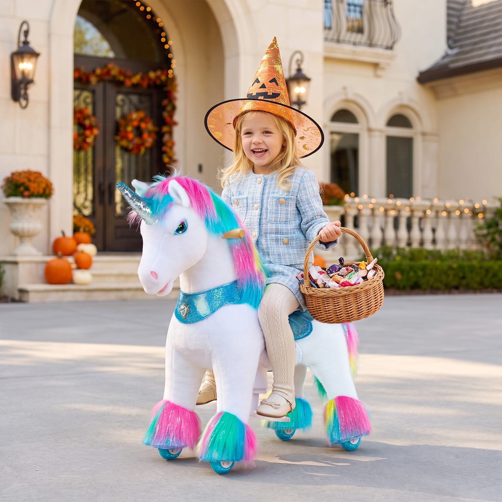 Rainbow Unicorn Ride-On Toy - Age 3–4
