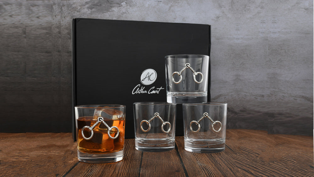 Equestrian Bit Bar Glasses Set of 4 - Equine Exchange Tack Shop