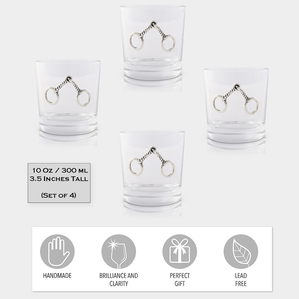 Equestrian Bit Bar Glasses Set of 4 - Equine Exchange Tack Shop