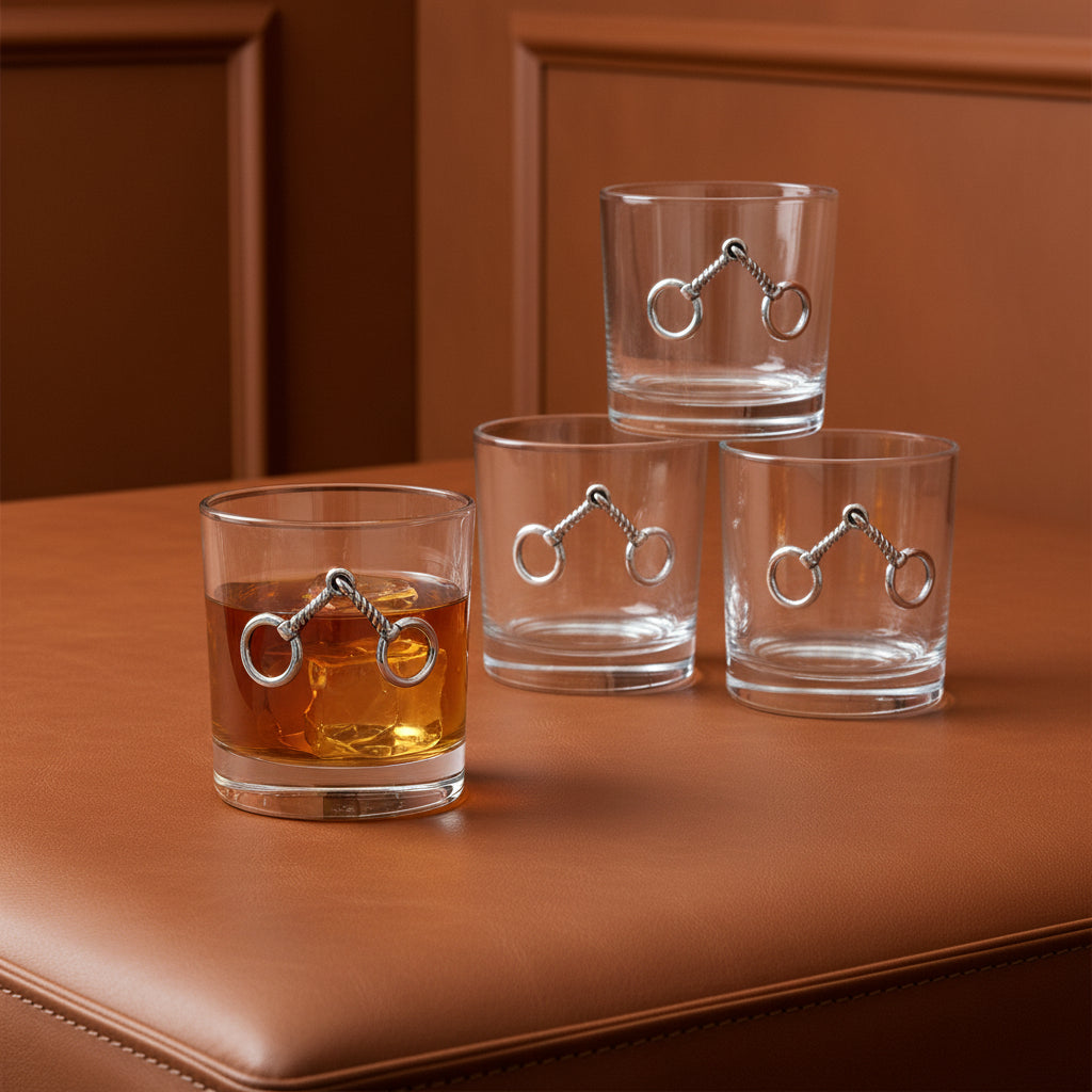 Equestrian Bit Bar Glasses Set of 4
