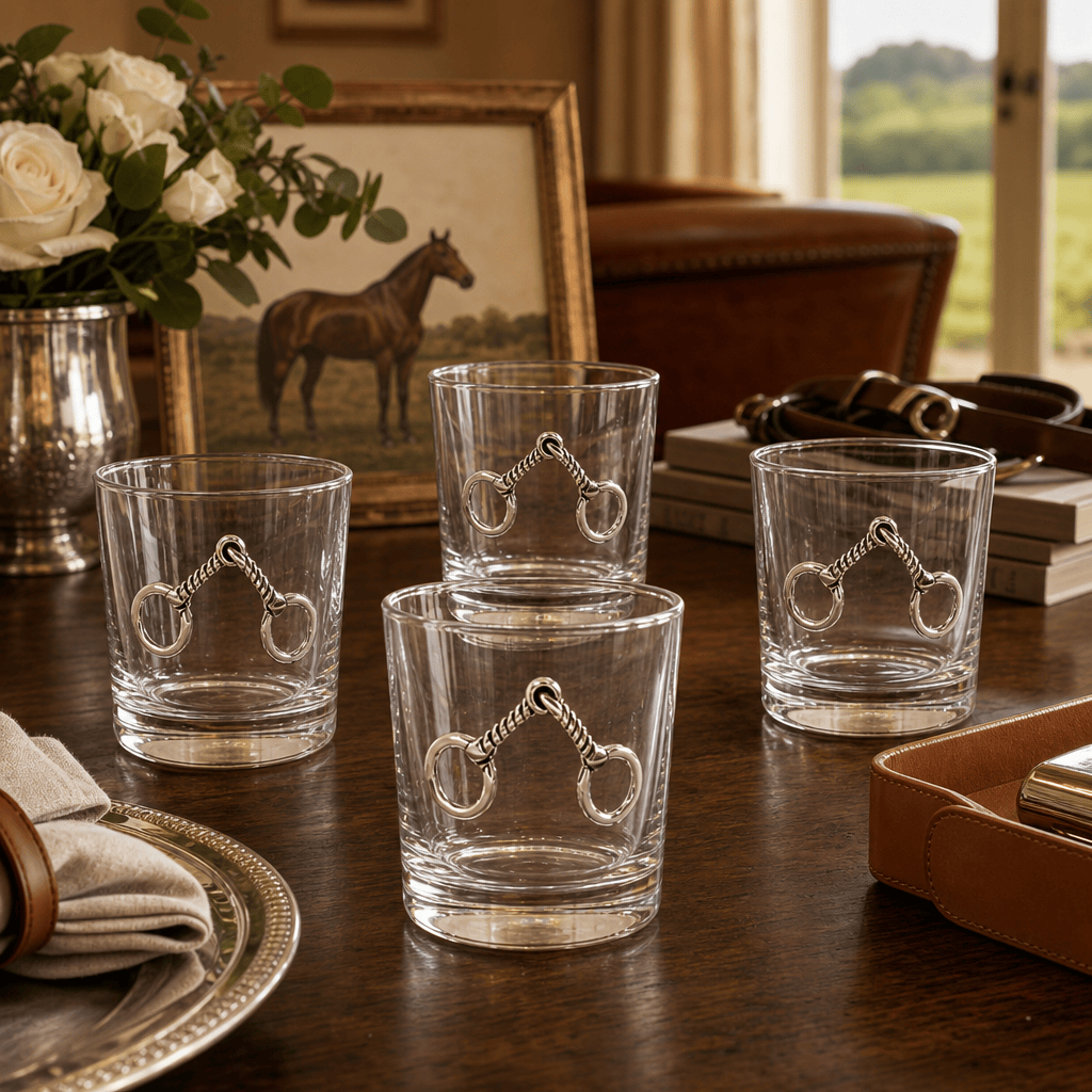 Equestrian Bit Bar Glasses Set of 4