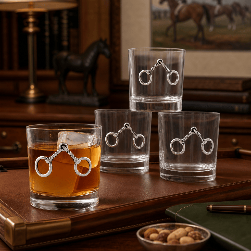 Equestrian Bit Bar Glasses Set of 4