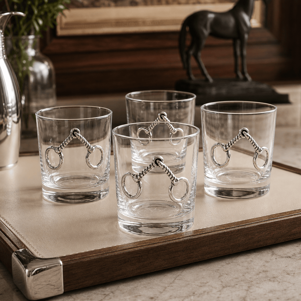 Equestrian Bit Bar Glasses Set of 4