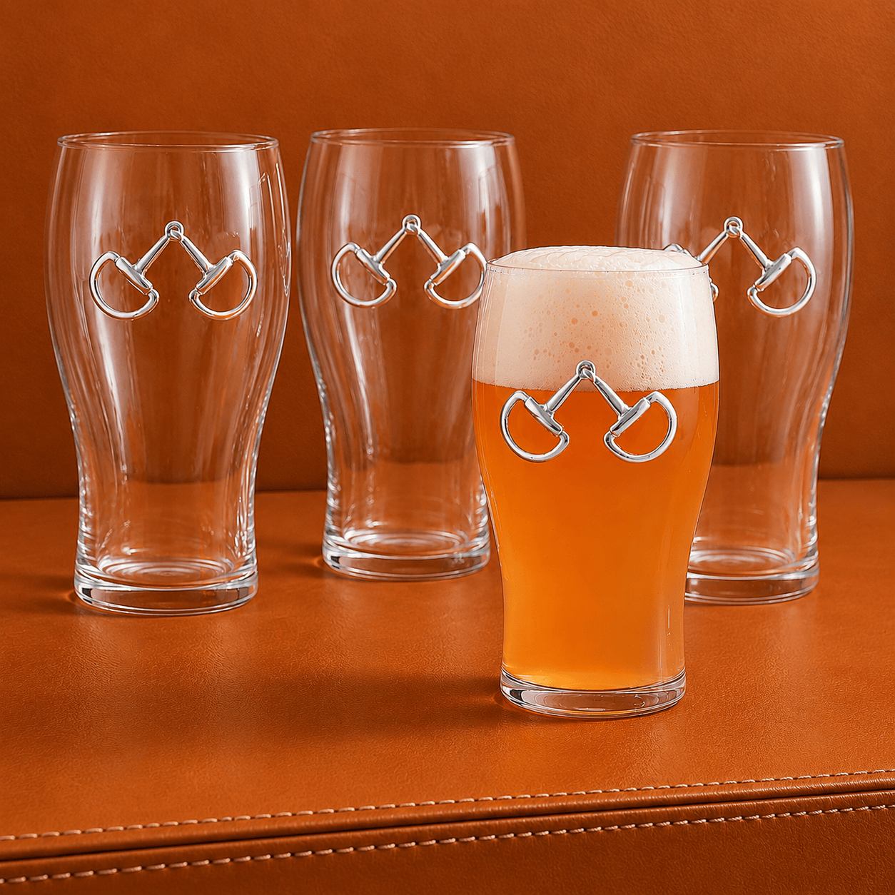 Equestrian Bit Beer Pint Glasses - Set of 4