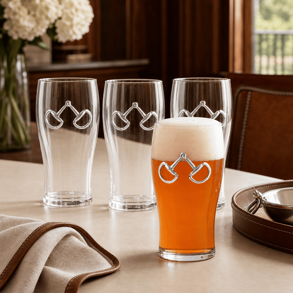 Equestrian Bit Beer Pint Glasses - Set of 4