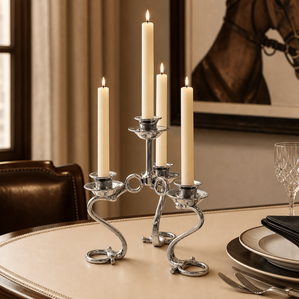 Equestrian Bit Four Light Candlestick