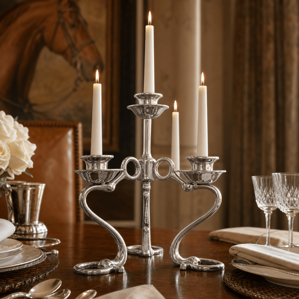 Equestrian Bit Four Light Candlestick