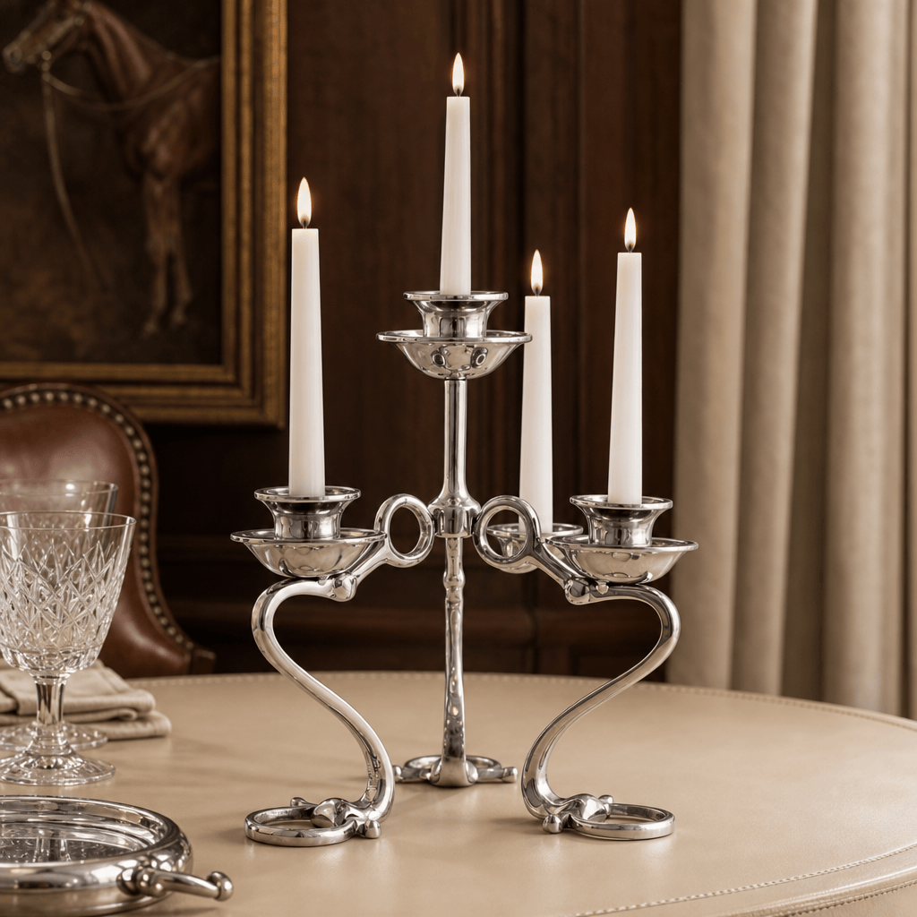 Equestrian Bit Four Light Candlestick