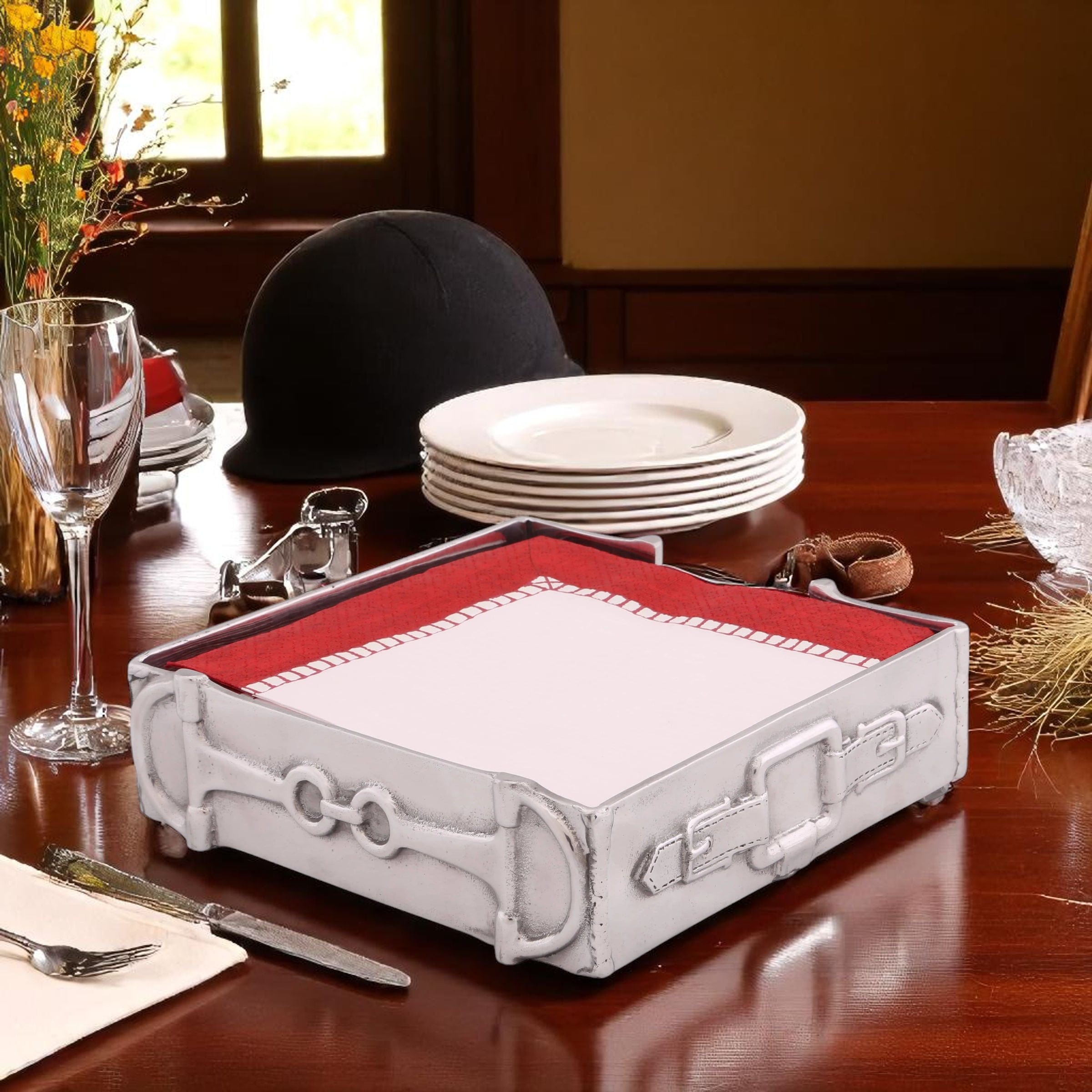 Equestrian Luncheon Napkin Box - Equine Exchange Tack Shop