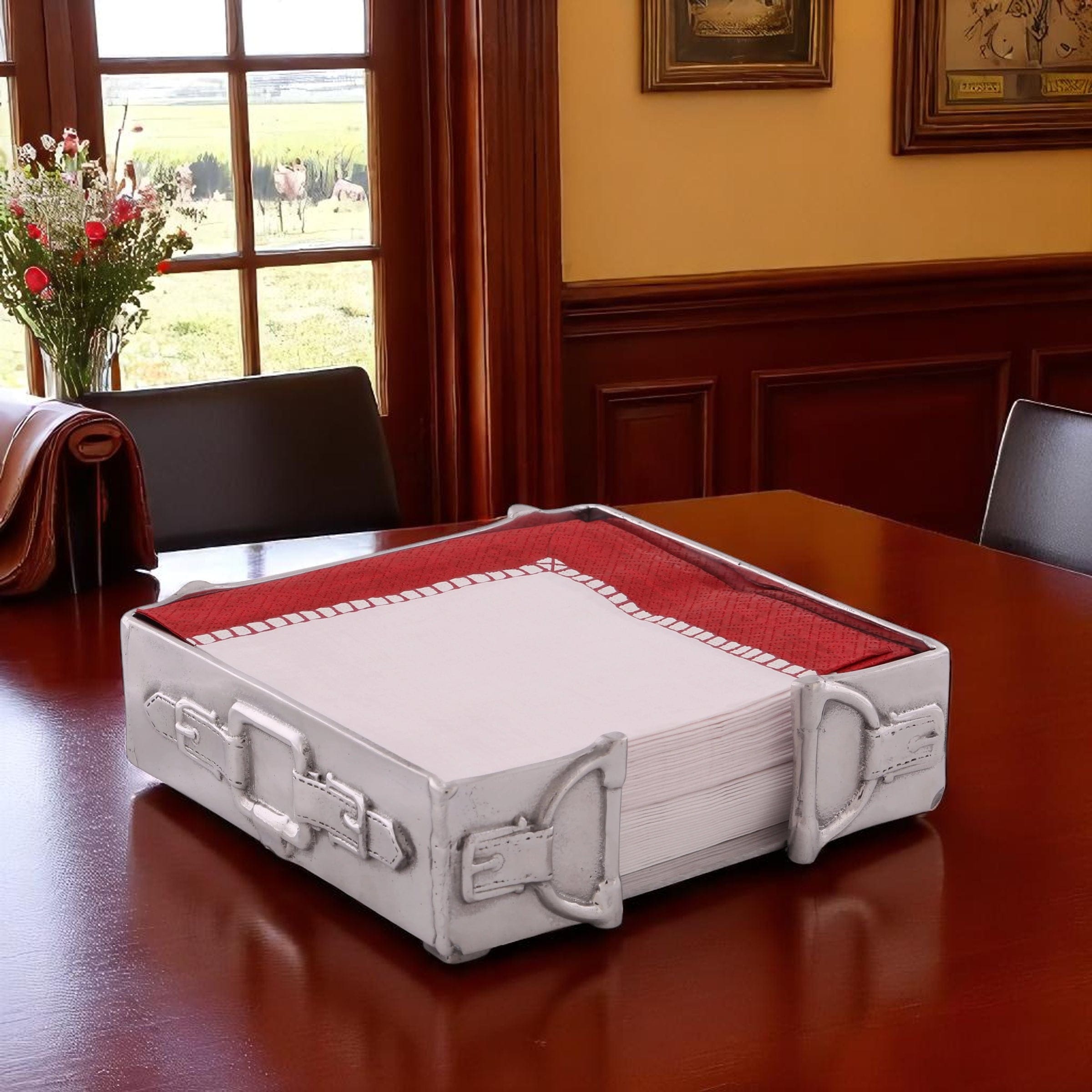 Equestrian Luncheon Napkin Box - Equine Exchange Tack Shop
