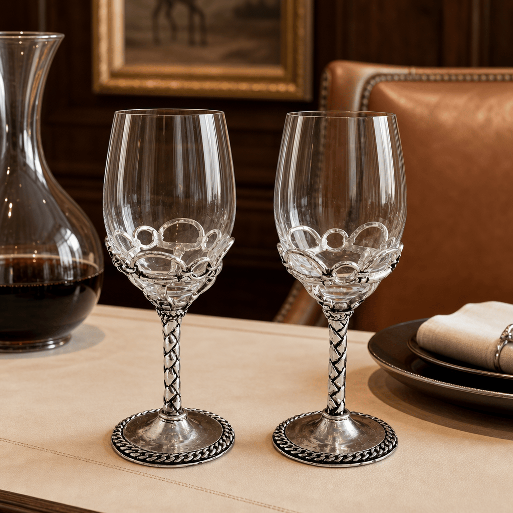 Equestrian Pair of Wine Glasses  