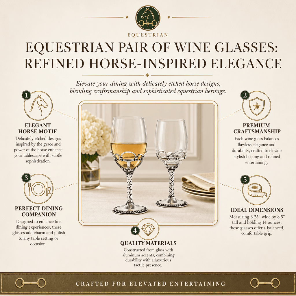 Equestrian Pair of Wine Glasses  