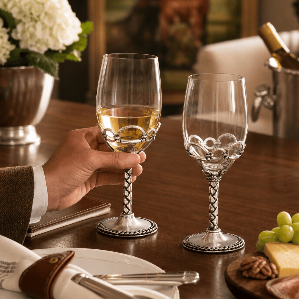 Equestrian Pair of Wine Glasses  