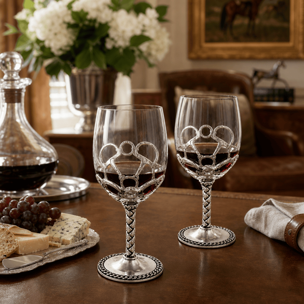 Equestrian Pair of Wine Glasses  
