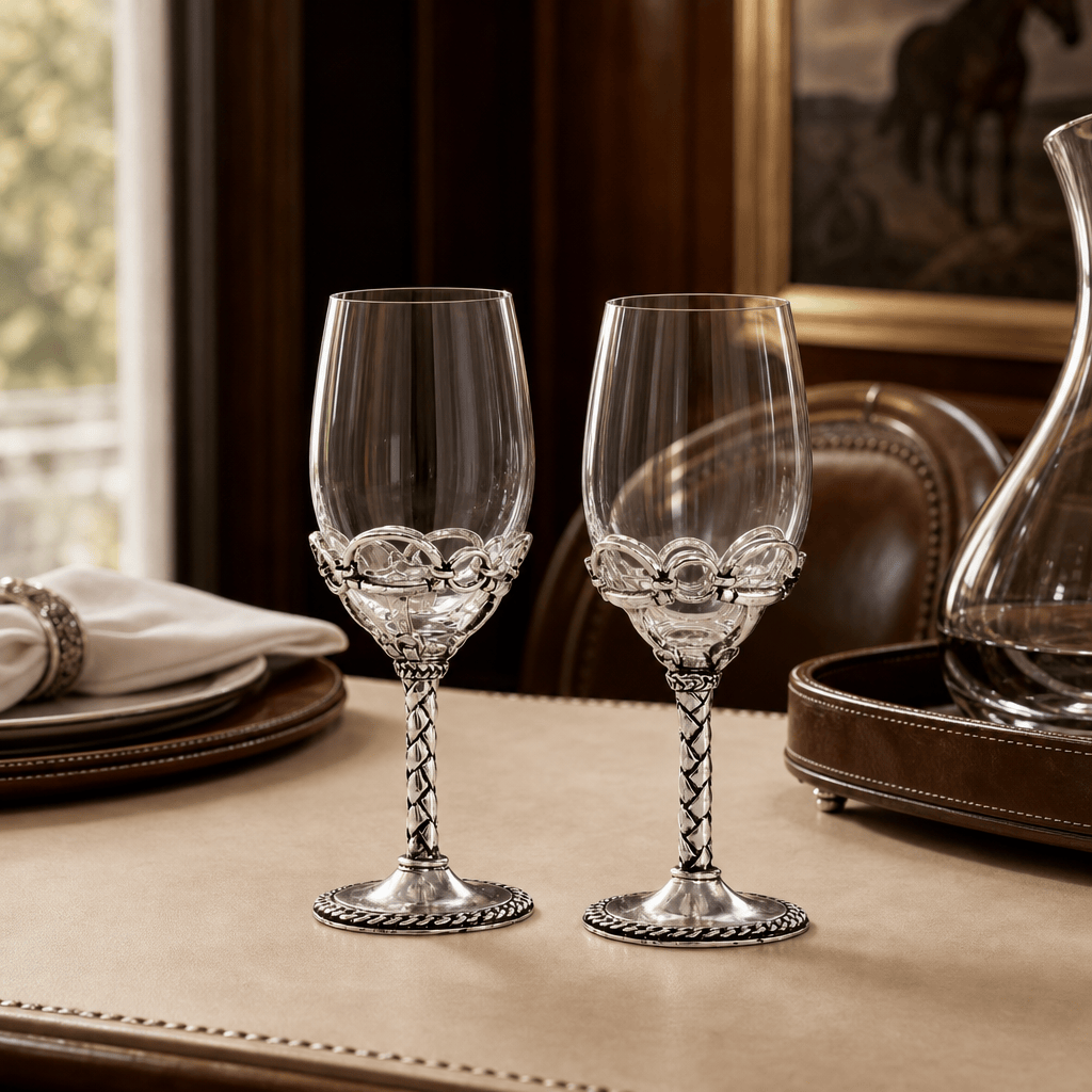 Equestrian Pair of Wine Glasses  