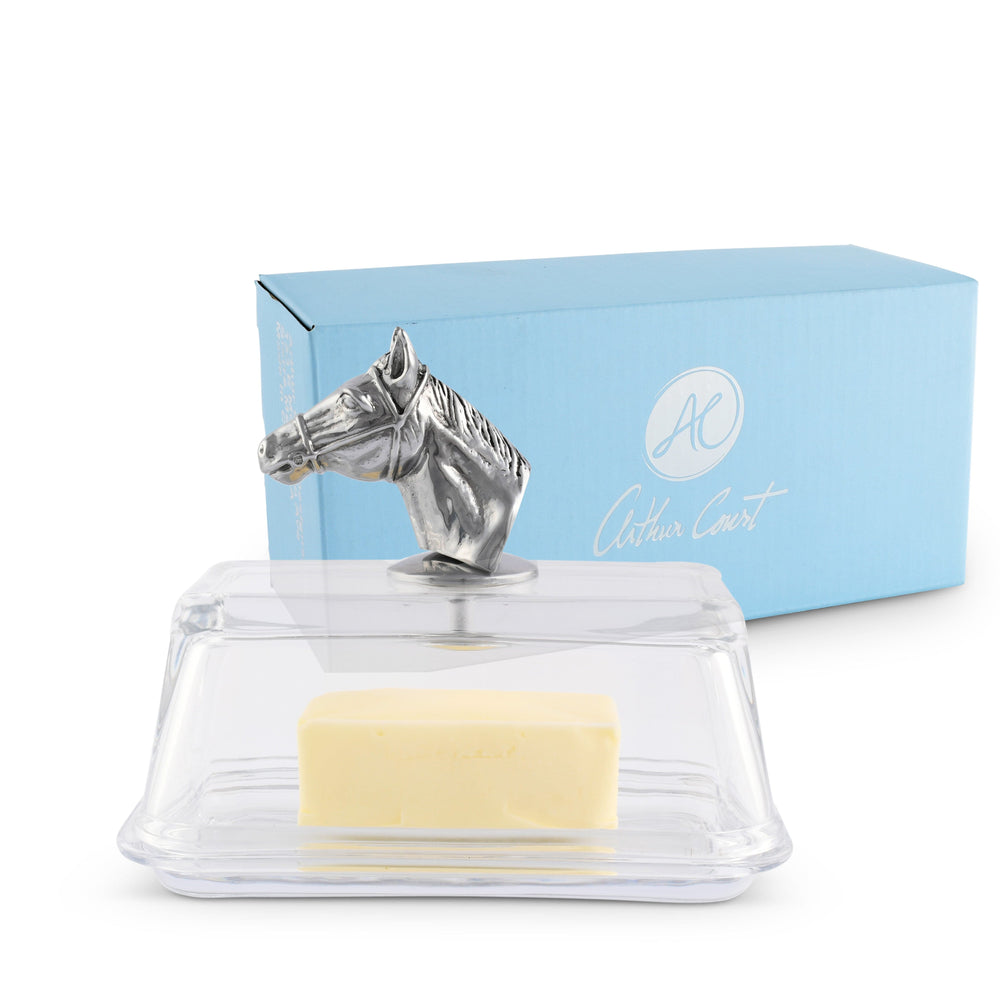 Glass Butter Dish - Horse Head - Equine Exchange Tack Shop