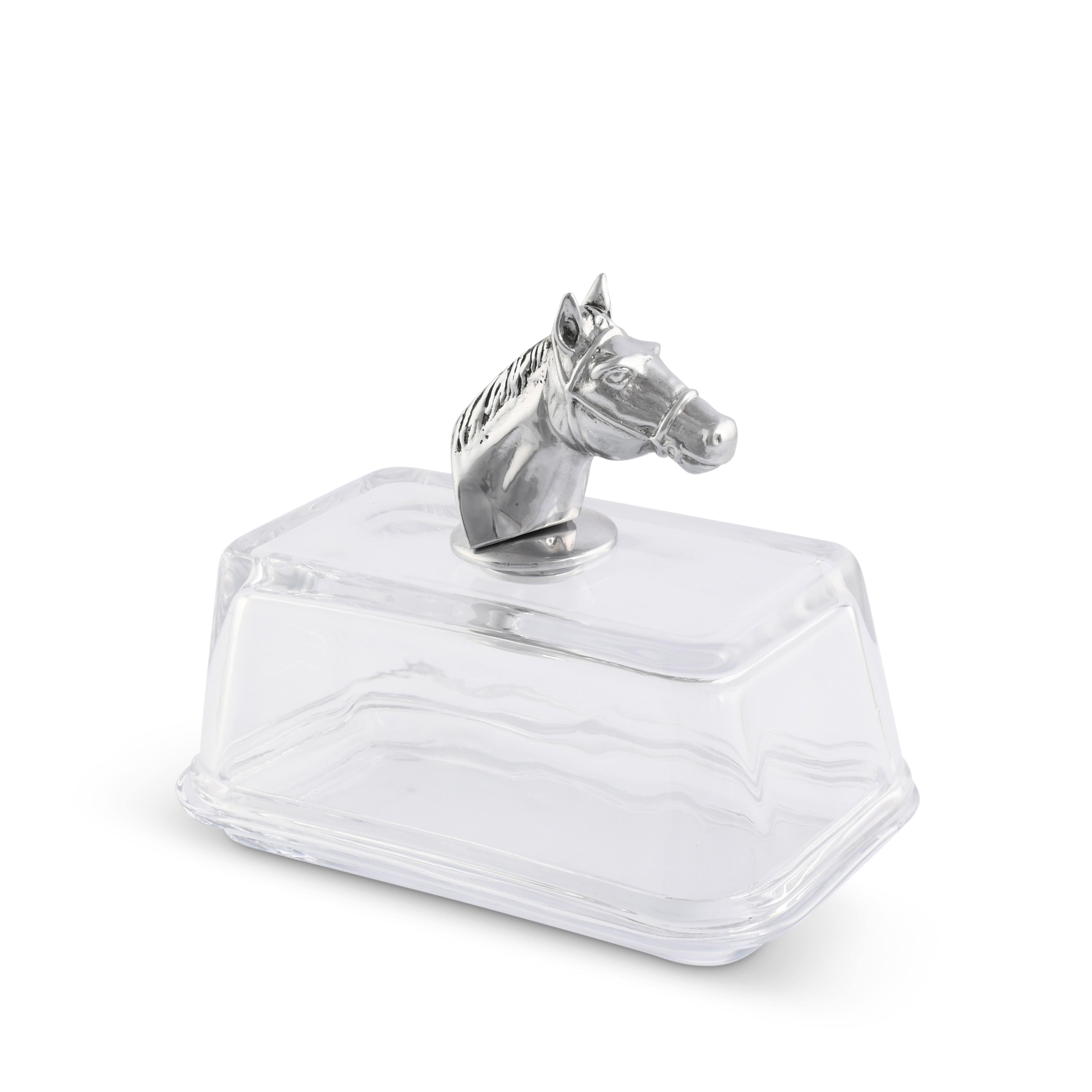 Glass Butter Dish - Horse Head - Equine Exchange Tack Shop