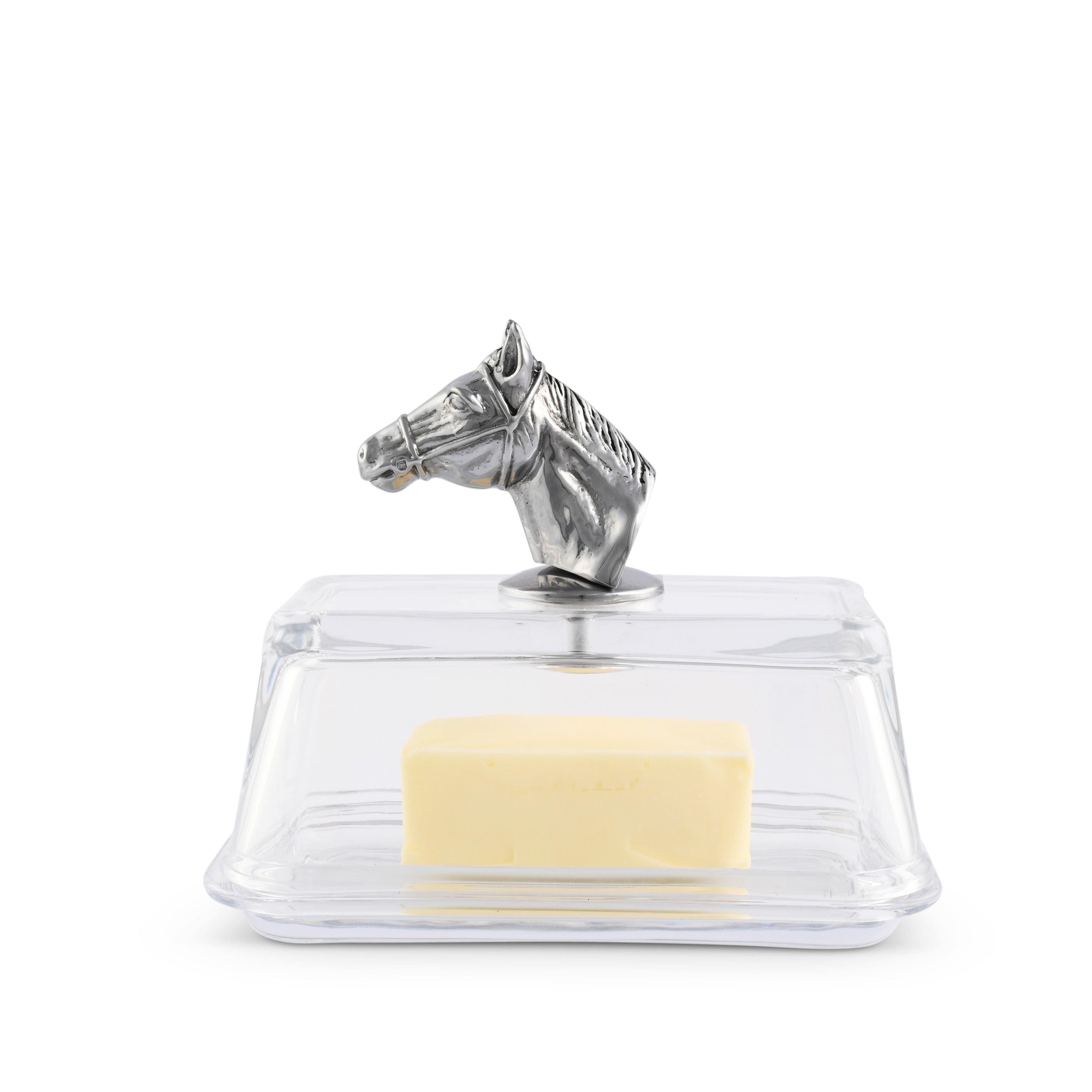 Glass Butter Dish - Horse Head - Equine Exchange Tack Shop