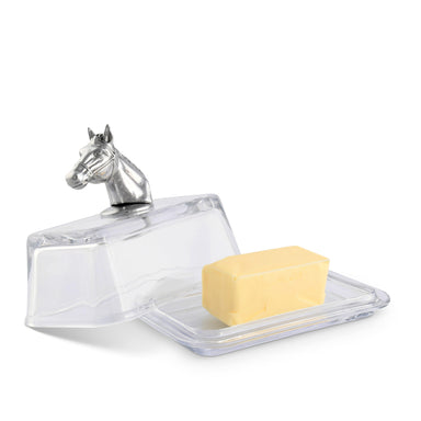 Glass Butter Dish - Horse Head - Equine Exchange Tack Shop