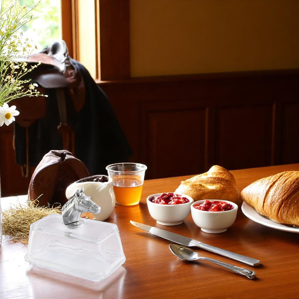 Glass Butter Dish - Horse Head - Equine Exchange Tack Shop