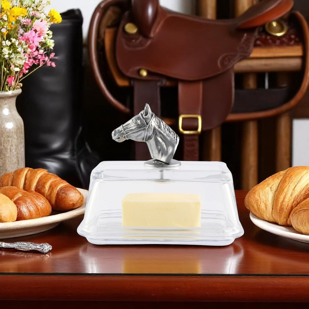 Glass Butter Dish - Horse Head - Equine Exchange Tack Shop