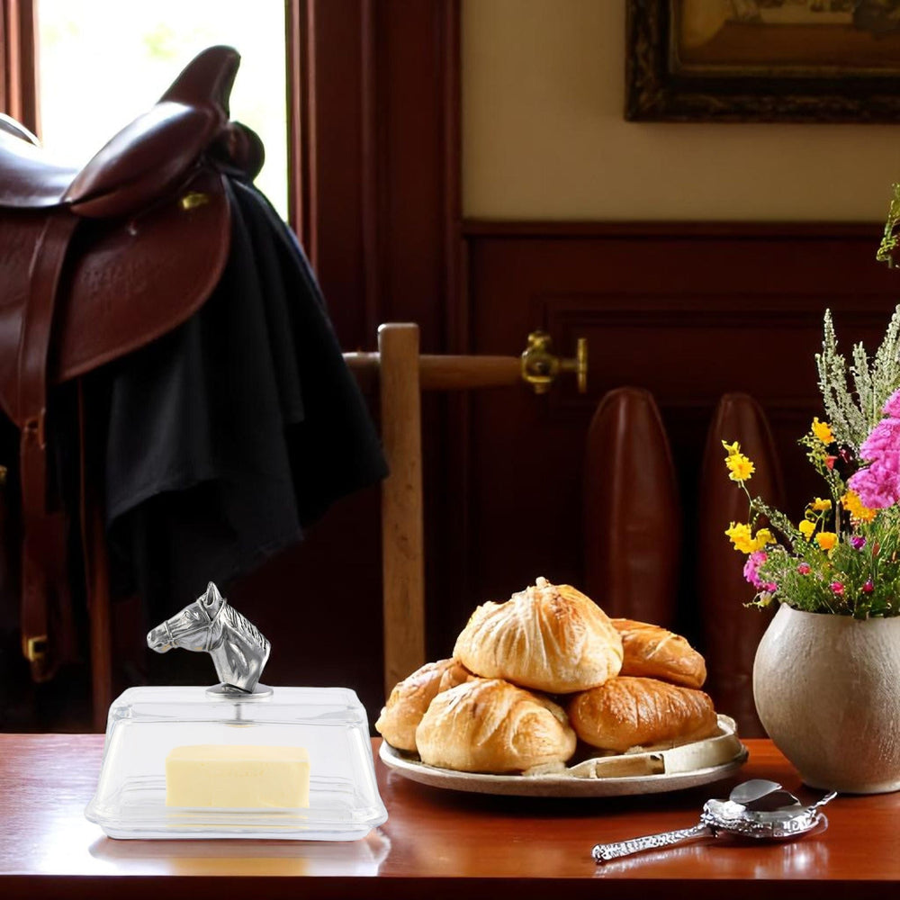 Glass Butter Dish - Horse Head - Equine Exchange Tack Shop