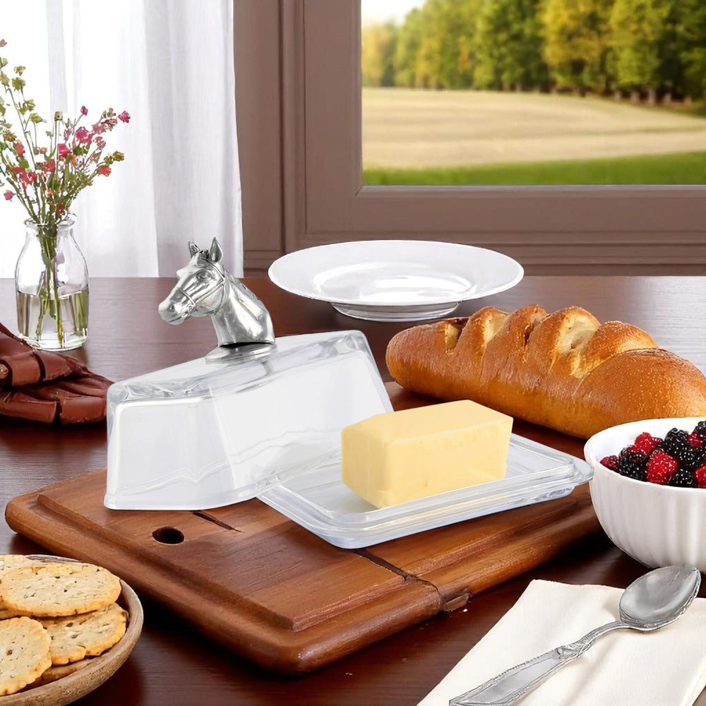 Glass Butter Dish - Horse Head - Equine Exchange Tack Shop