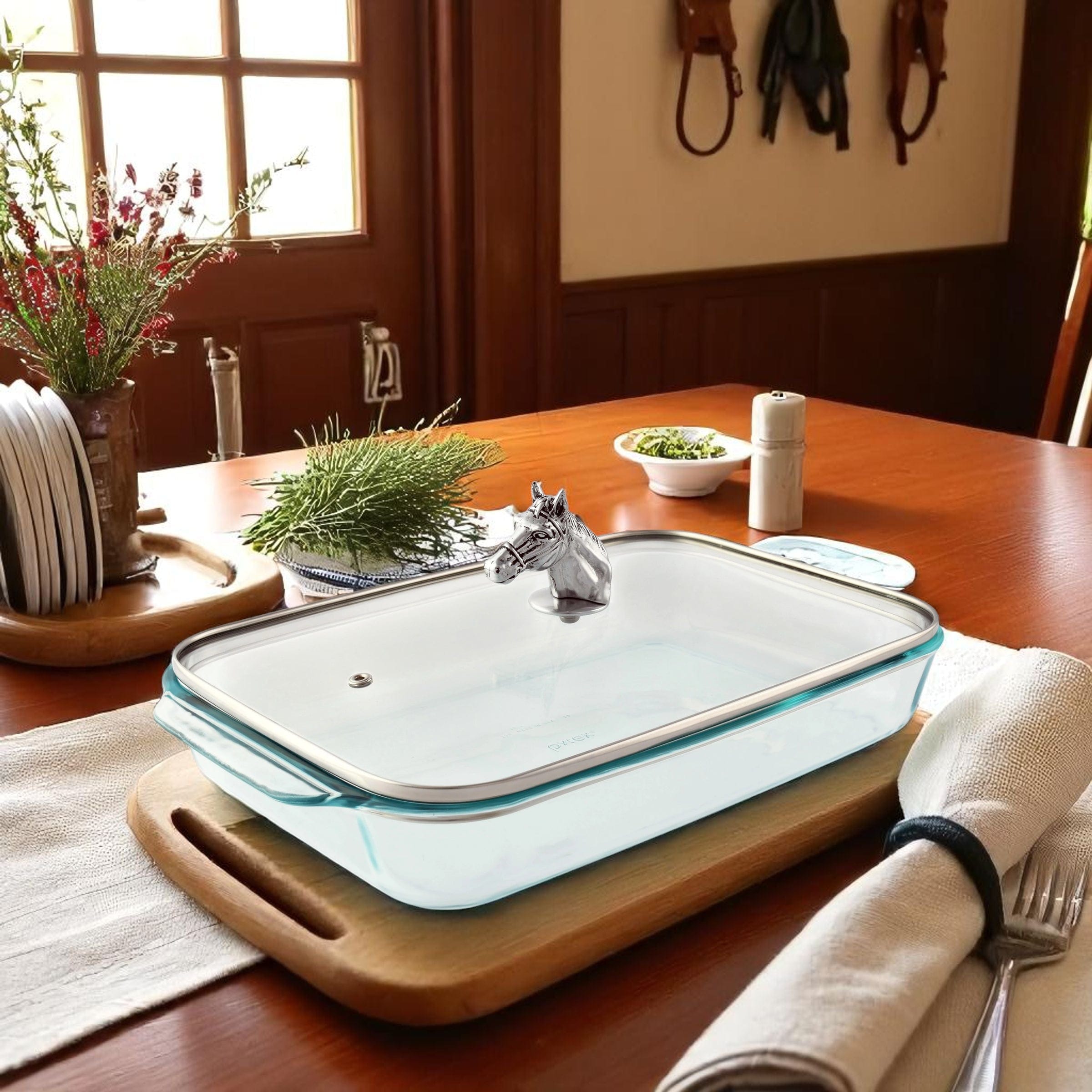 Horse Head with Pyrex 3 quart Baking Dish - Equine Exchange Tack Shop