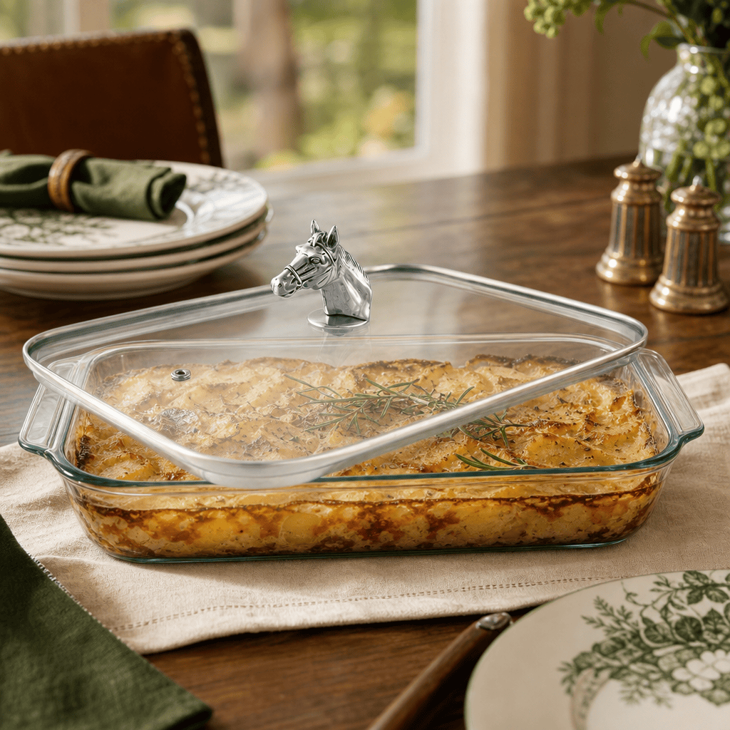 Horse Head with Pyrex 3 quart Baking Dish