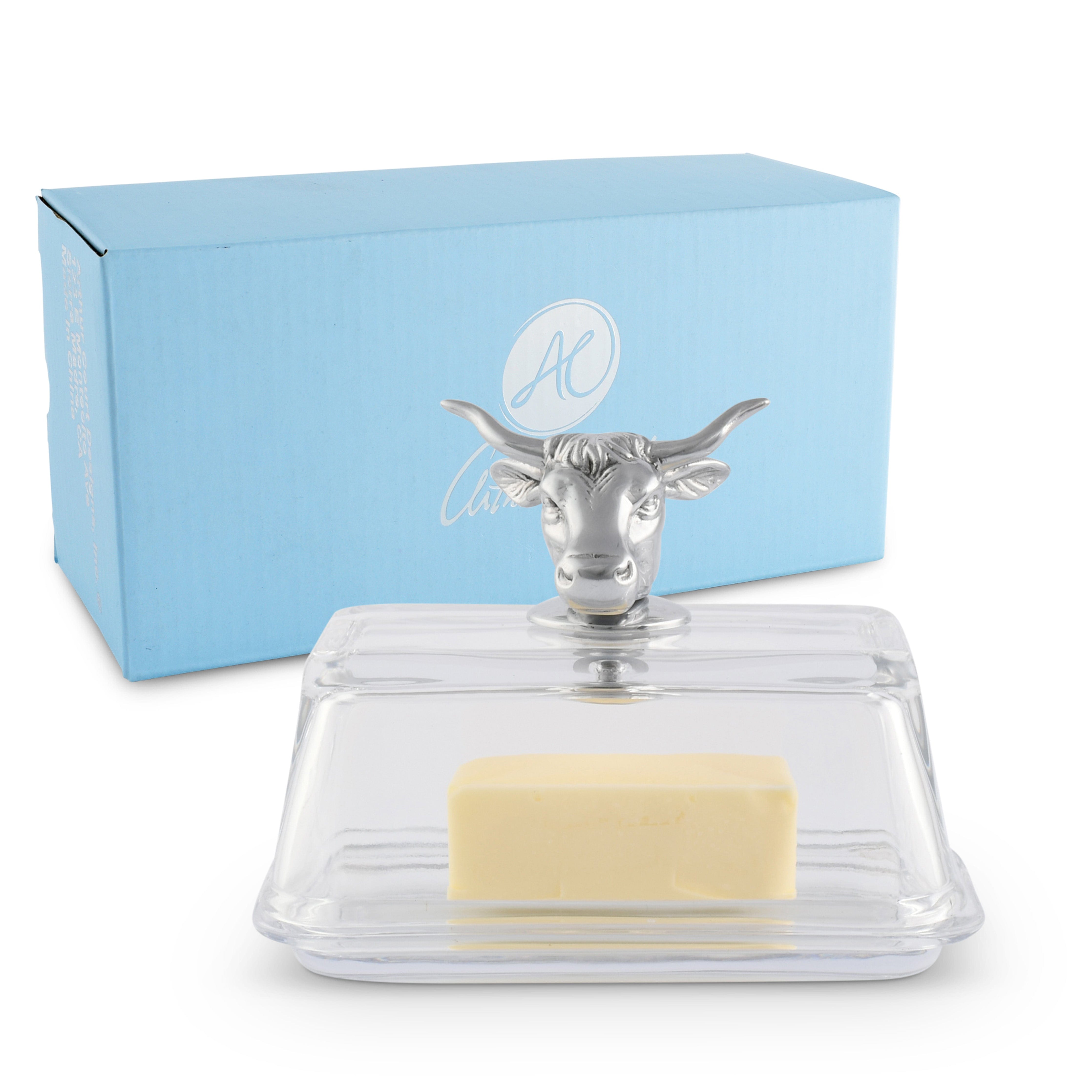 Glass Butter Dish - Cow - Equine Exchange Tack Shop