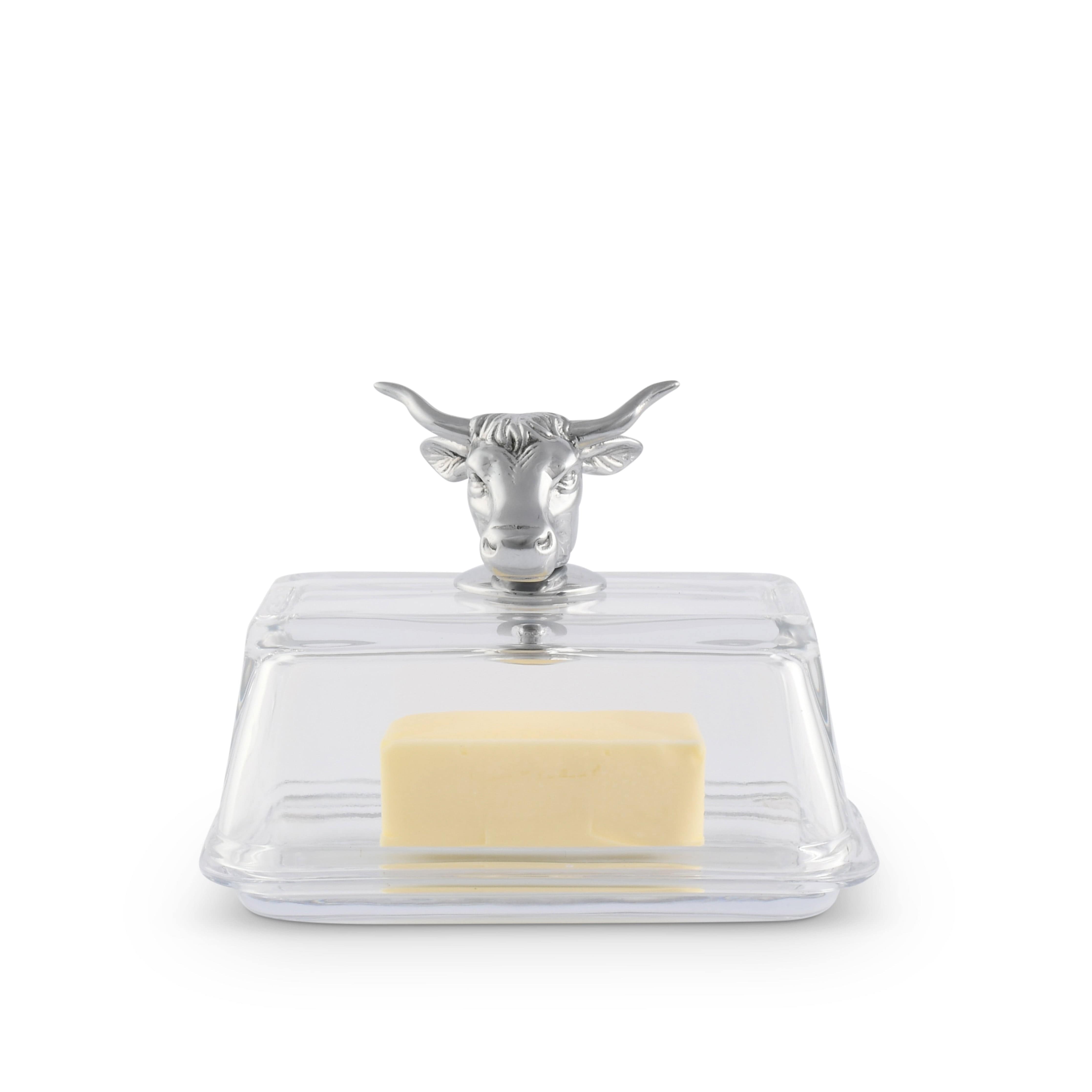 Glass Butter Dish - Cow - Equine Exchange Tack Shop