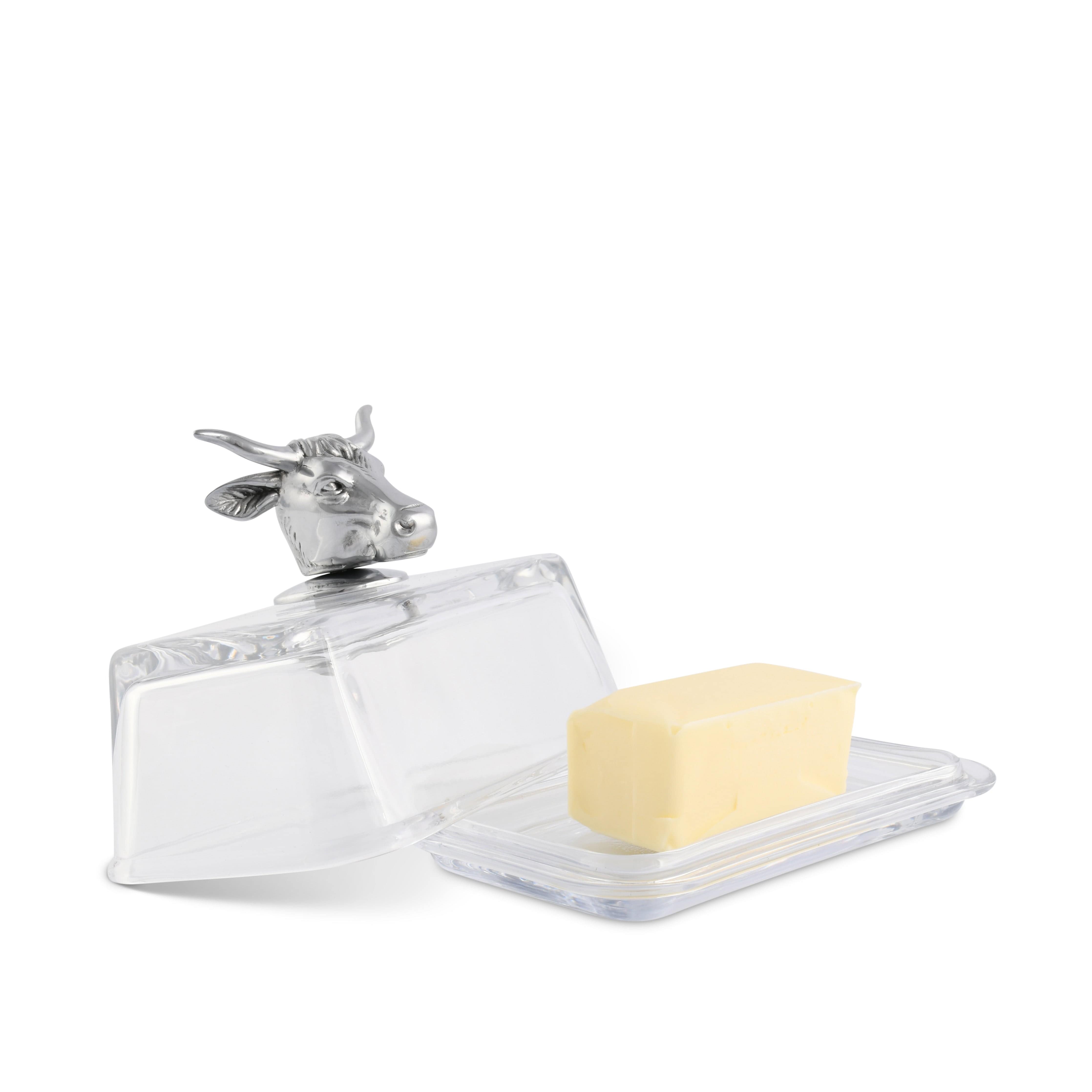 Glass Butter Dish - Cow - Equine Exchange Tack Shop