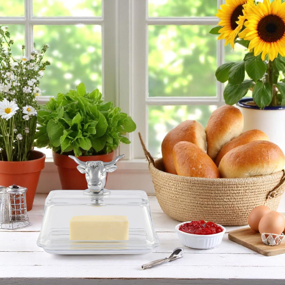 Glass Butter Dish - Cow - Equine Exchange Tack Shop