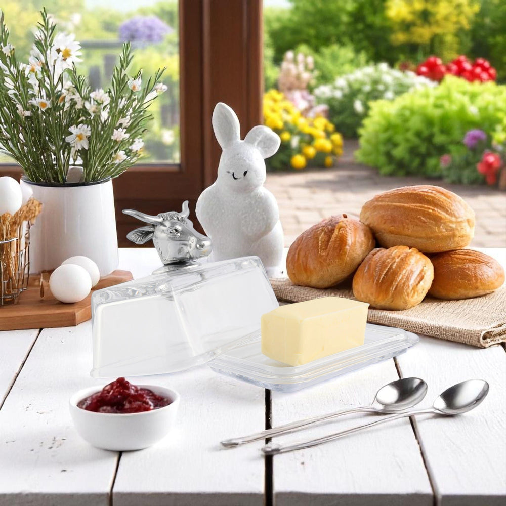 Glass Butter Dish - Cow - Equine Exchange Tack Shop