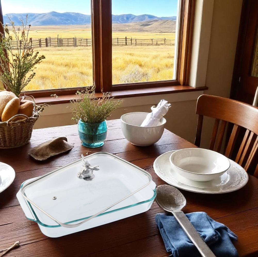 Bull / Steer Lid with Pyrex 3 quart Baking Dish - Equine Exchange Tack Shop