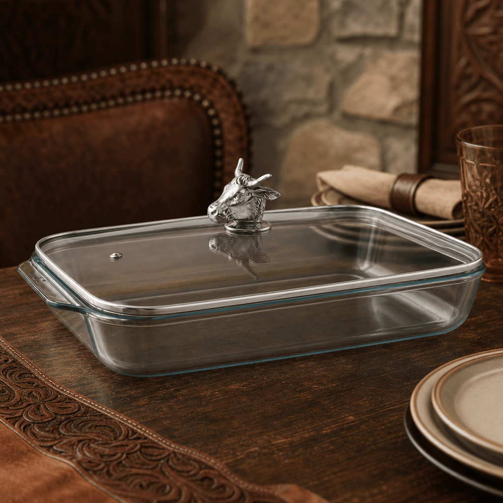 Bull / Steer Lid with Pyrex 3 quart Baking Dish