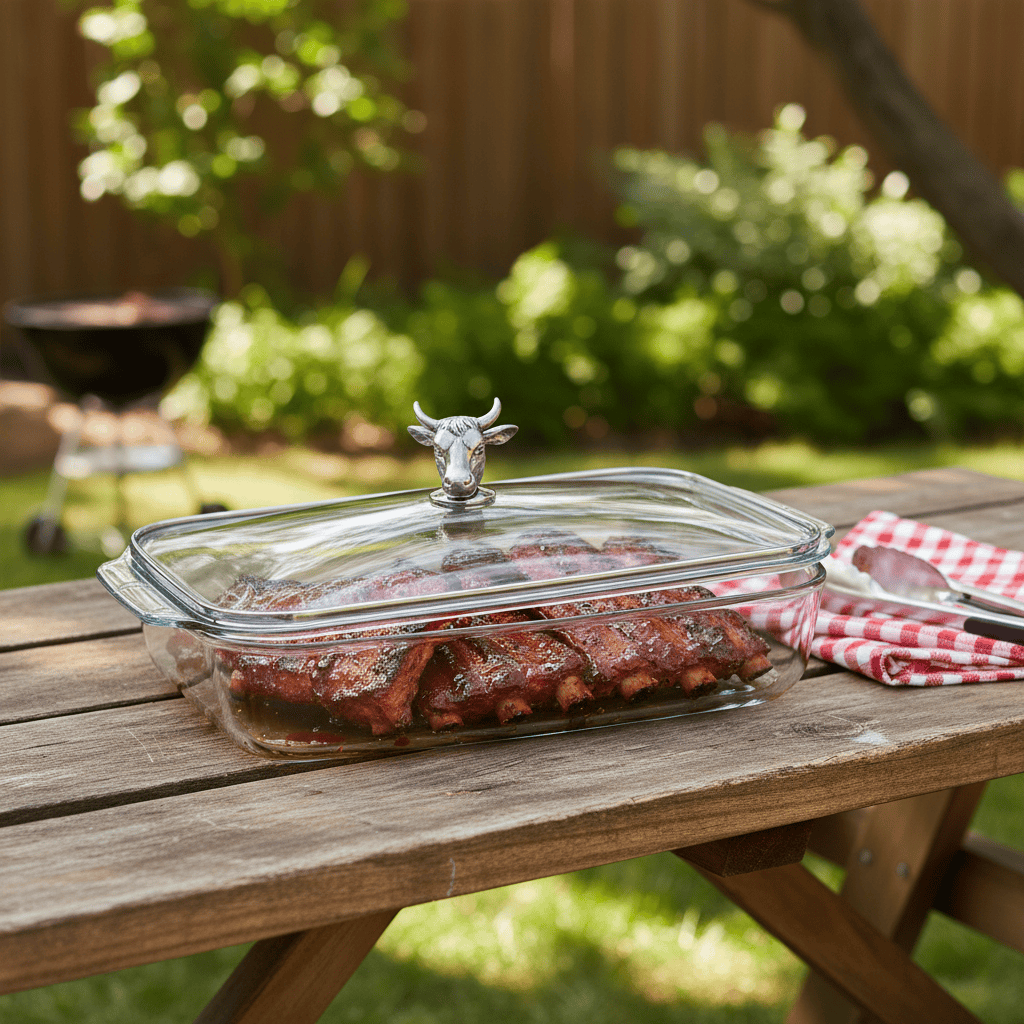 Bull / Steer Lid with Pyrex 3 quart Baking Dish