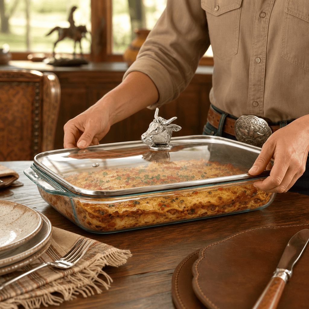 Bull / Steer Lid with Pyrex 3 quart Baking Dish